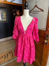 Storia NWT Eyelet Lace Plunge Neck Mini Dress (S) - BinxBerry Consignment