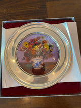 U.S. Historical Society Jefferson Pewter Stained Glass Plate Spring Flowers