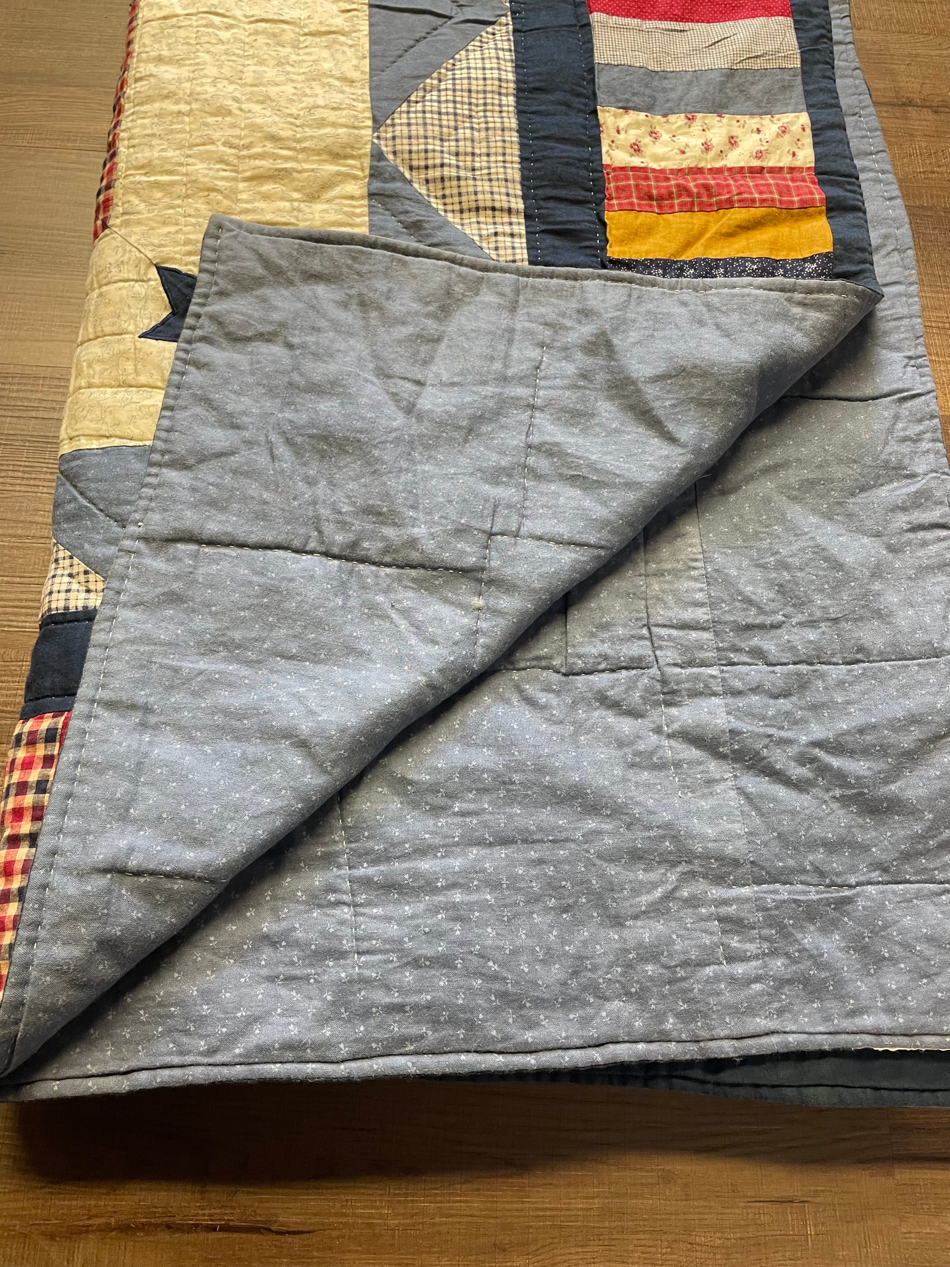 Vintage Patriotic Full/Queen Quilted 3pc Bedding Set