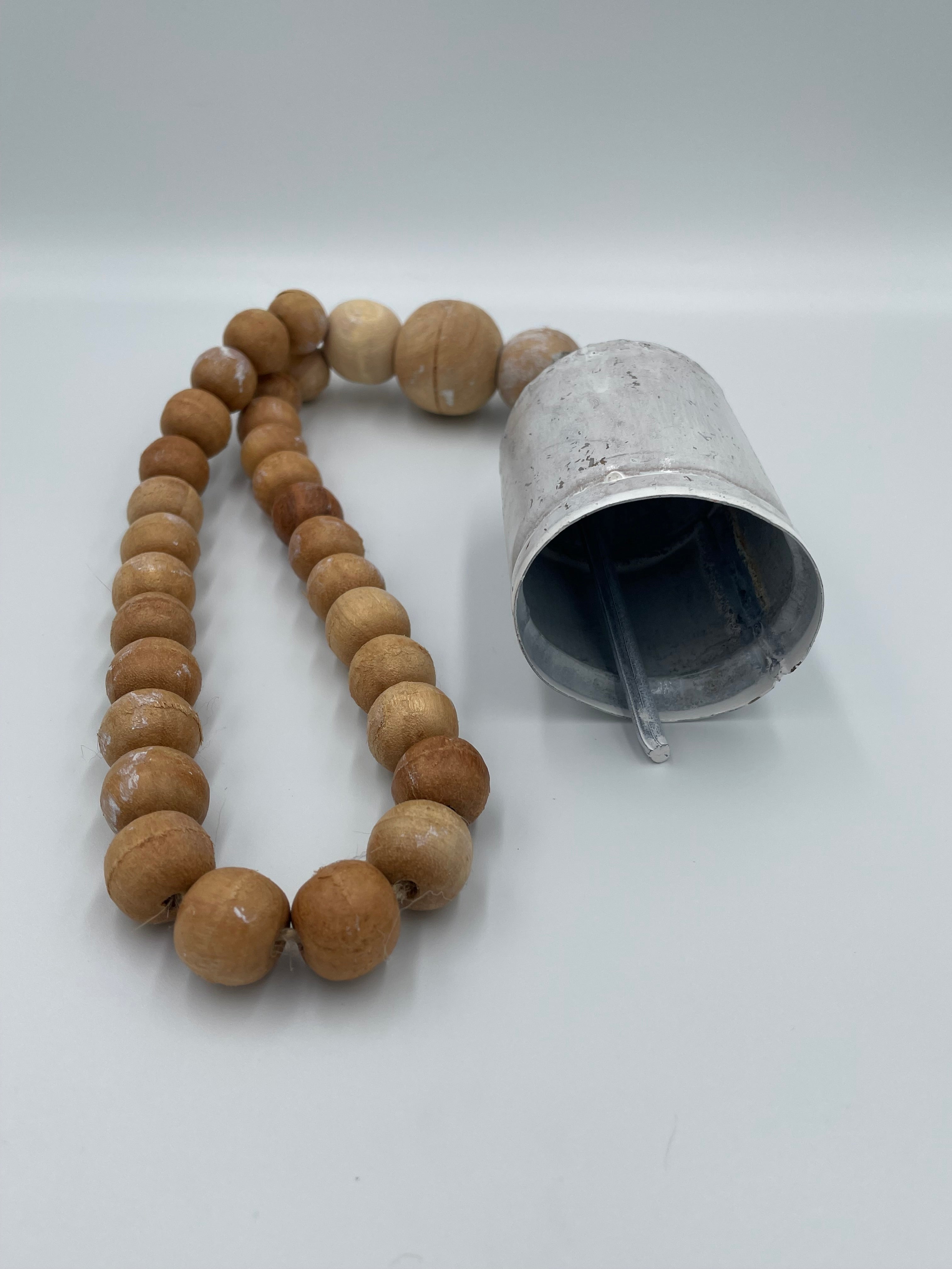 Metal Bell with Wood Beaded Handle