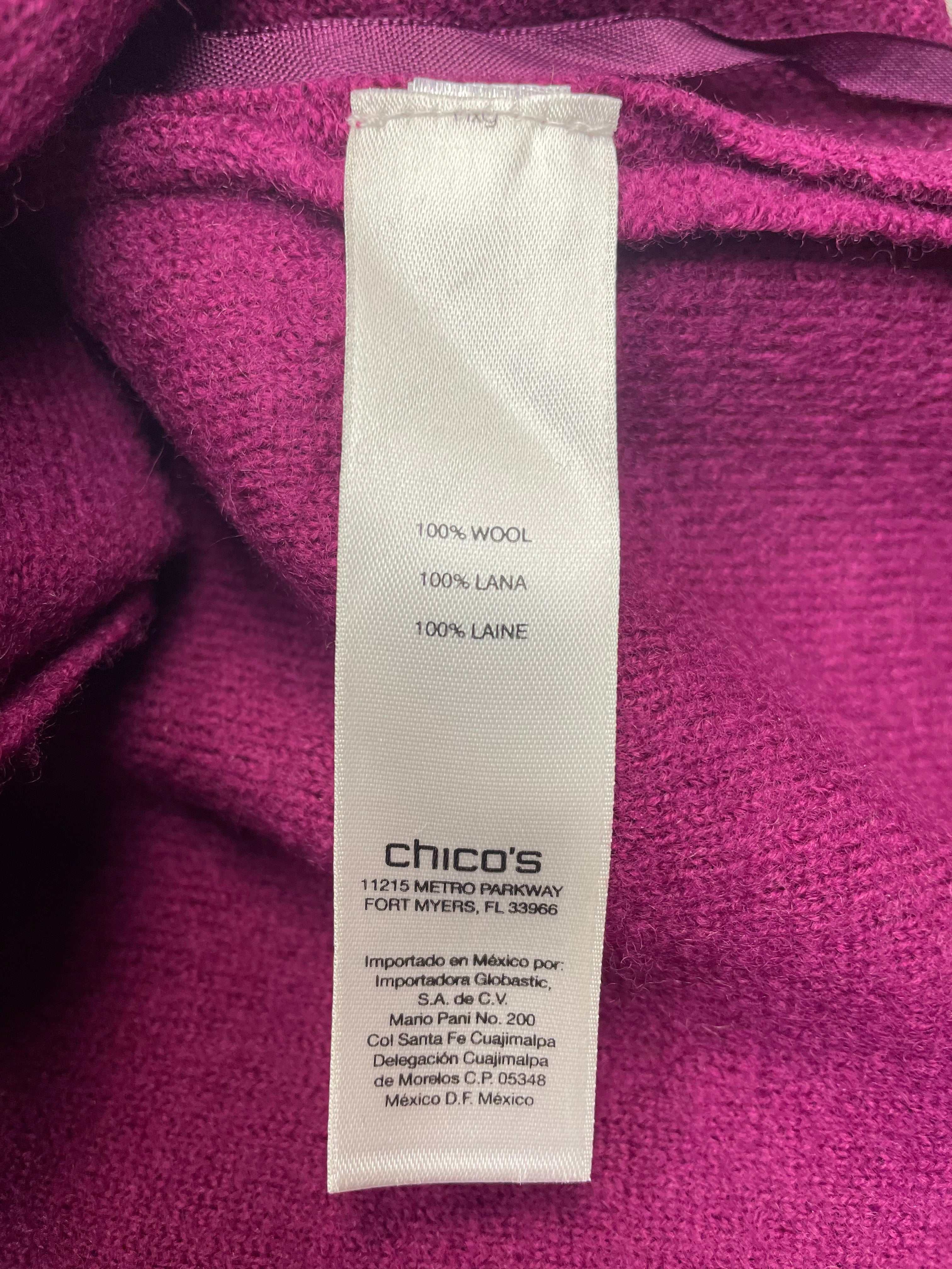 Chicos Wool Funnel Neck Sweater Wrap (1/M)