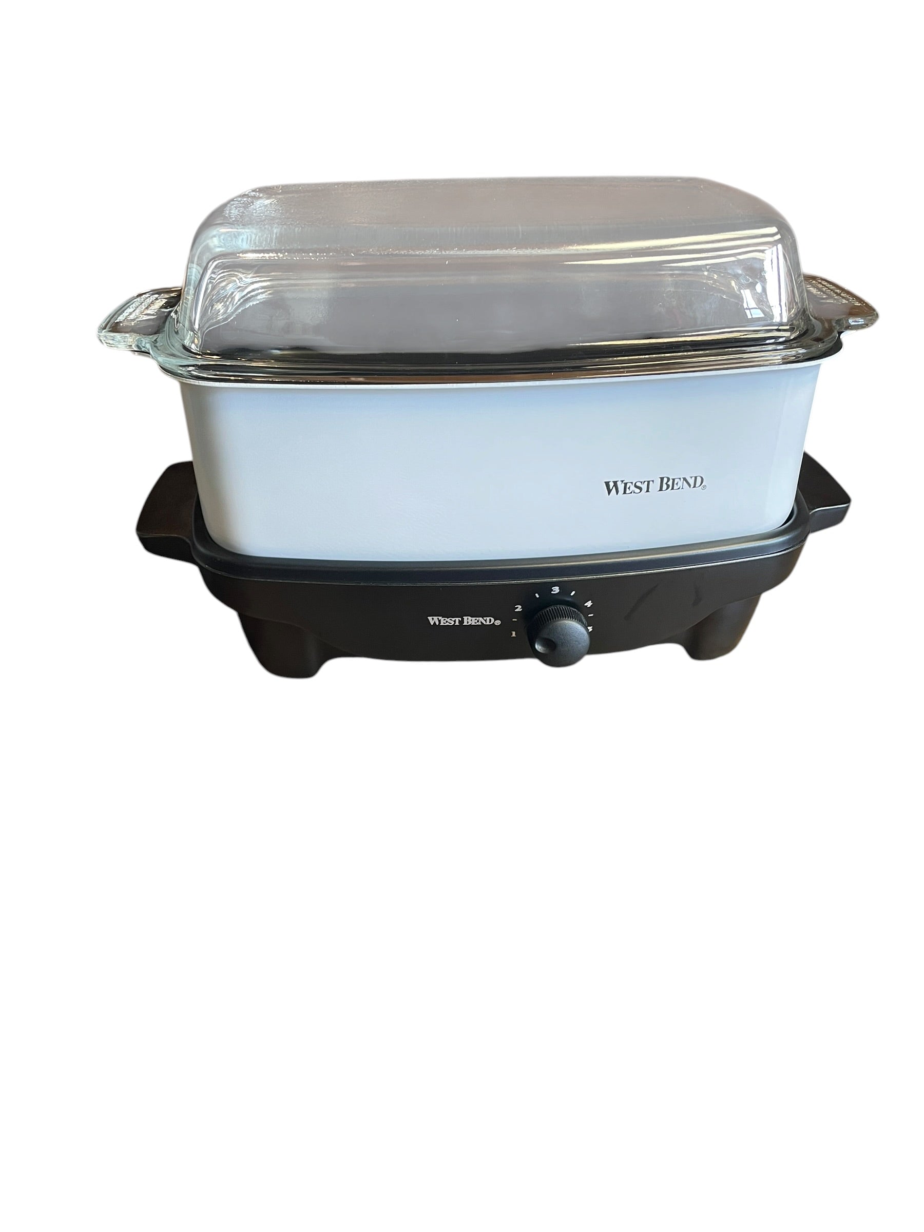 Vintage West Bend 6qt Slow Cooker Hot Plate Pot, Glass Lid and Travel Tote