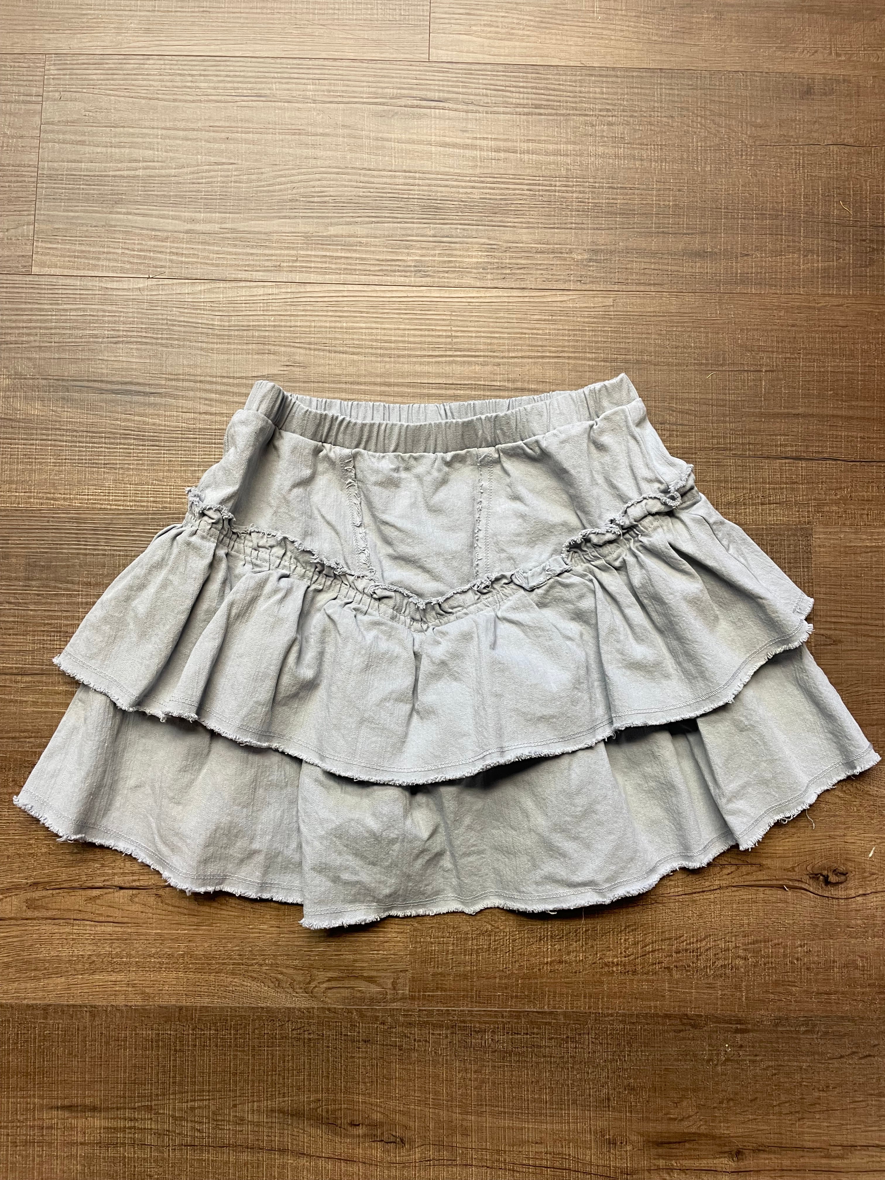 Kirious Layered Ruffle Denim Mini Skirt (S)