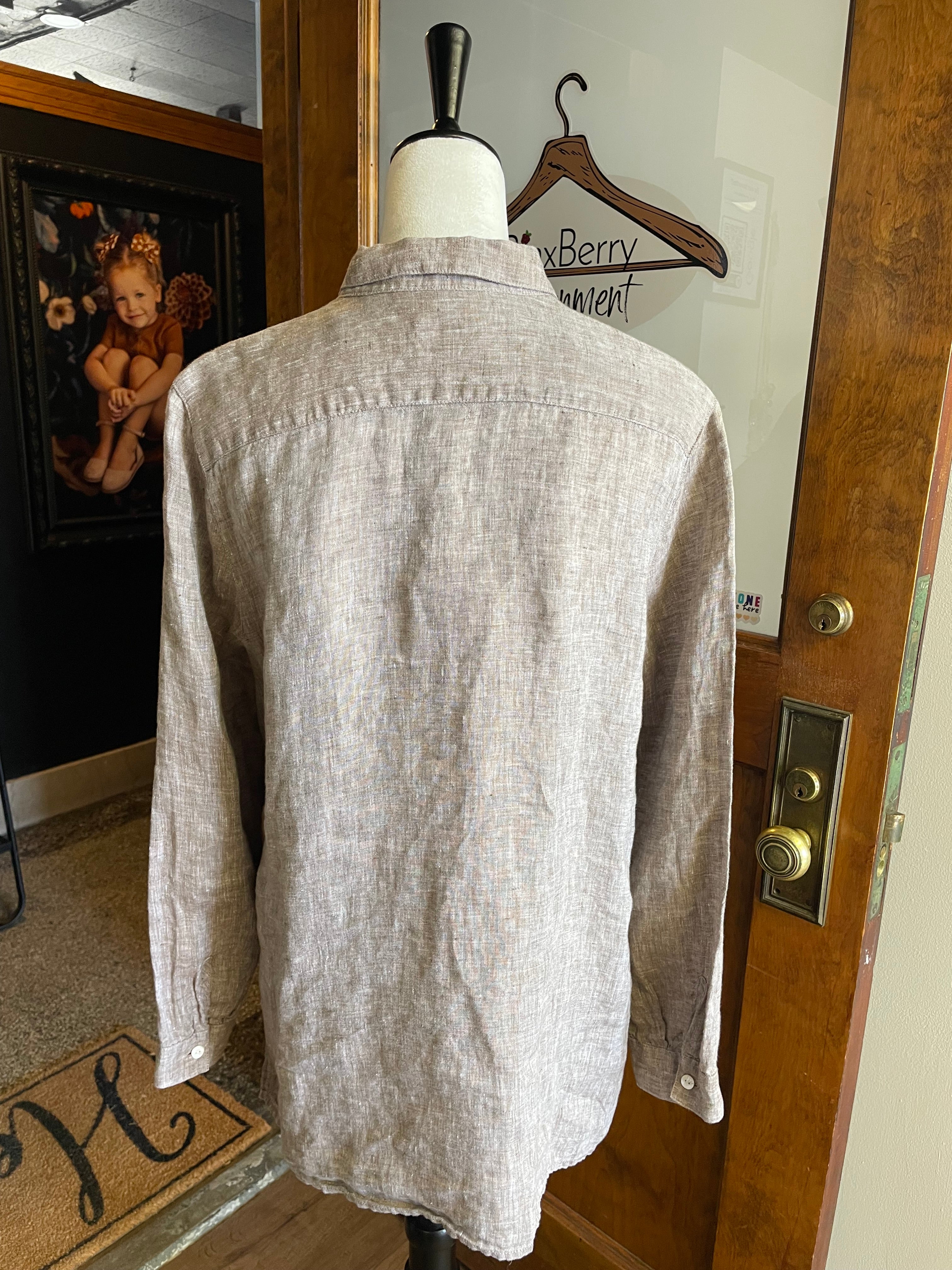 J. Jill Love Linen Essential Shirt Women's Blouse (L) - BinxBerry Consignment