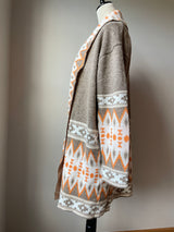 Bibi Southwestern Open Front Cardigan (L)
