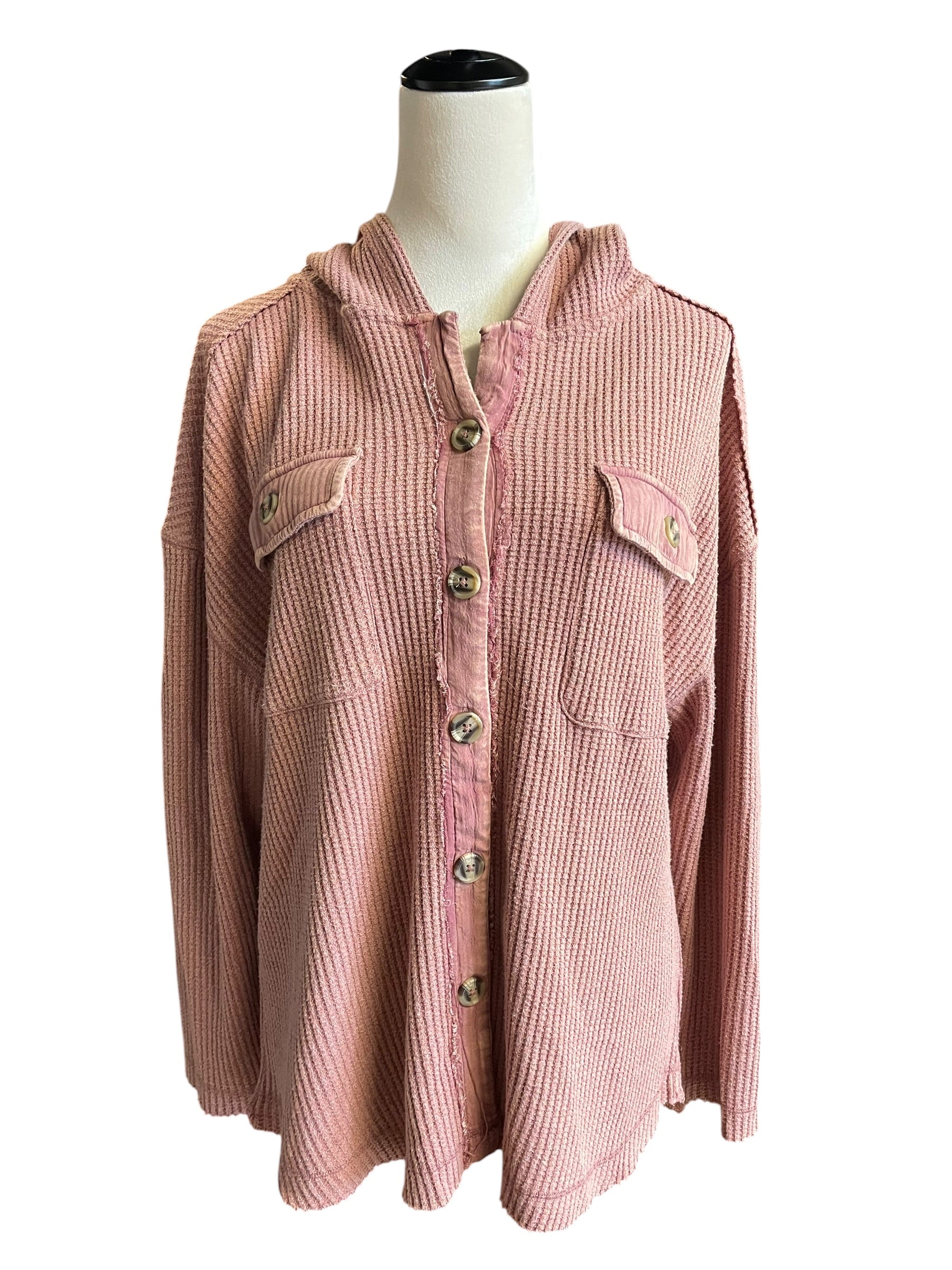 New In Women's Hooded Waffle Button Down (S)