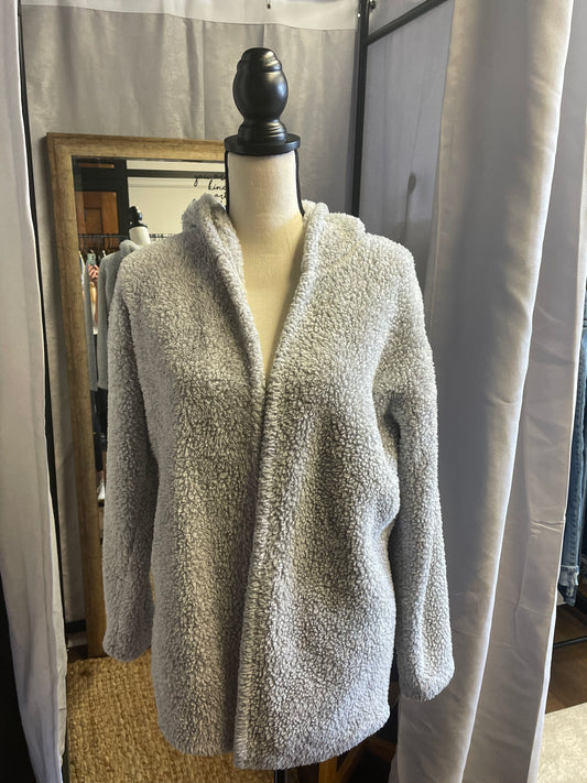 Daisy Fuentes Faux Fur Light Gray Cardigan (S)
