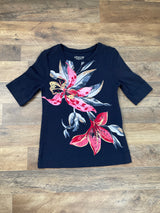 Chicos Orchid Print Half Sleeve Tee (0/S) - BinxBerry Consignment