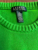 Vintage Ralph Lauren Women's Stitched Flag Kelly Green Sweater (M)