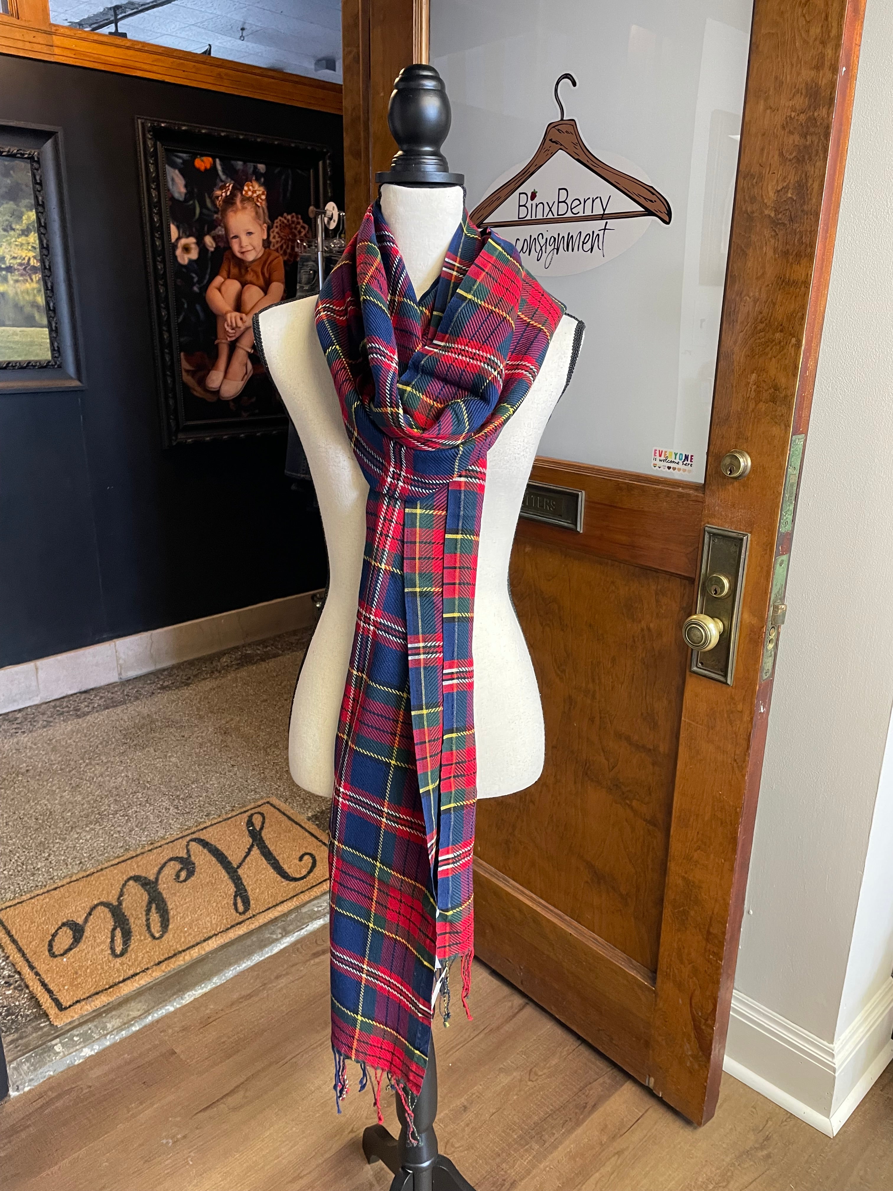 Talbots Plaid 100% Wool Scarf