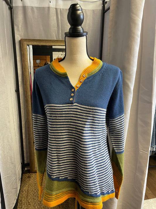 Misslook Striped Button Sweater (3XL)