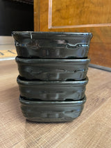 Longaberger Pottery Woven Traditions Ebony Soft Square Bowls 5" (Set of 4)