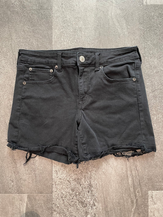American Eagle Black Midi Jean Shorts (8)
