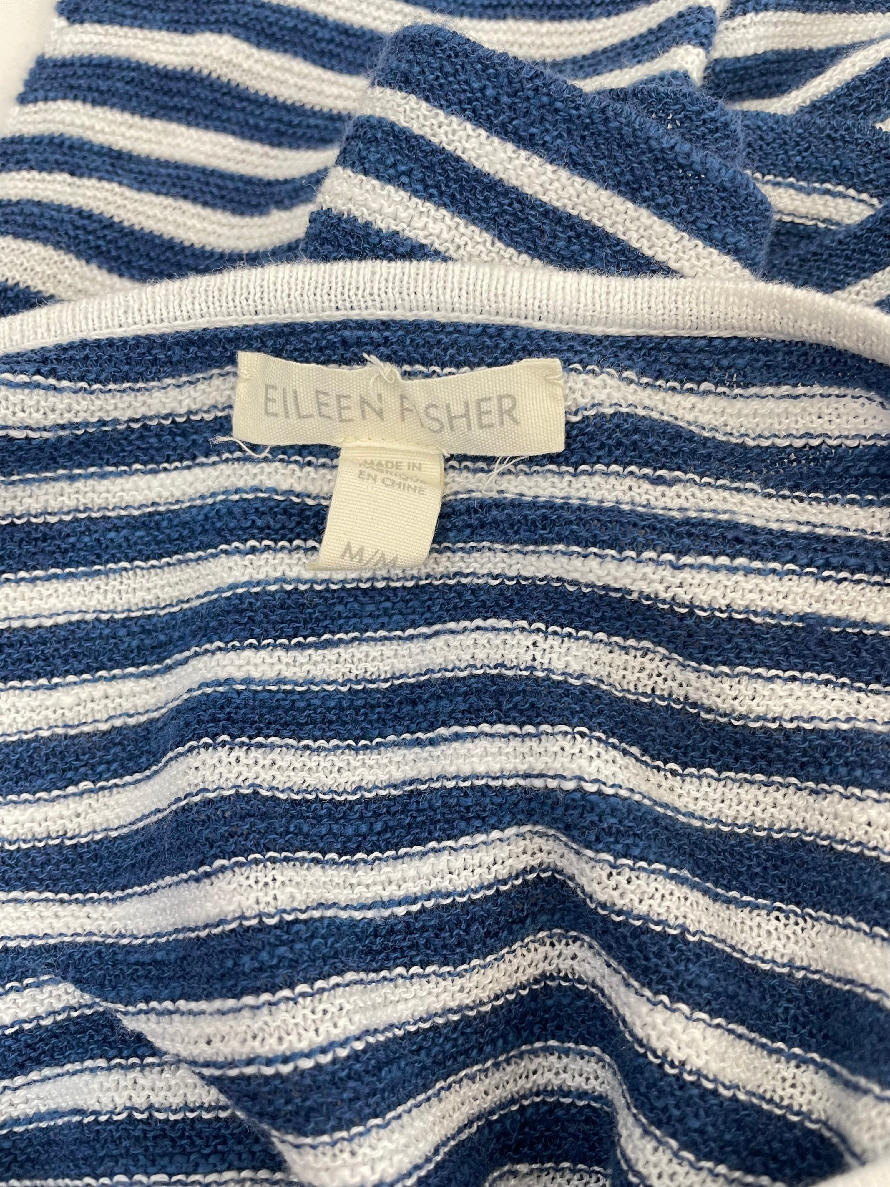 Eileen Fisher Striped Linen Blend Knit Top (M)