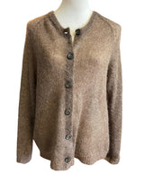 L.L.Bean Mohair Eyelash Women's Sheer Brown Cardigan (L)