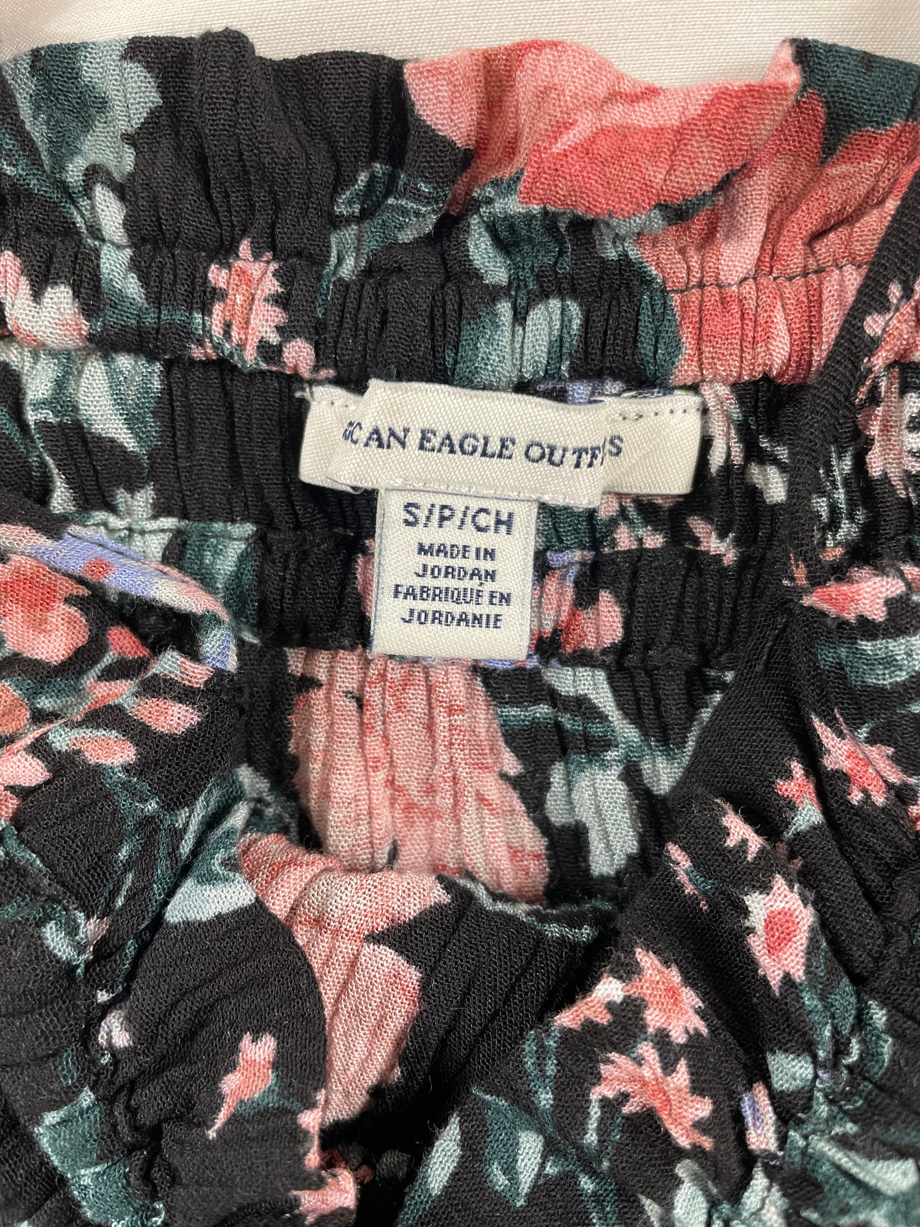 American Eagle Floral Ruched Bodice Midi Dress (S)