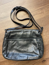 Margo Soft Black Pebbled Leather Fold Top Crossbody Bag