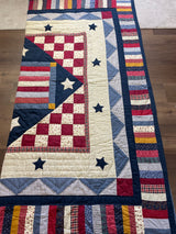 Vintage Patriotic Full/Queen Quilted 3pc Bedding Set