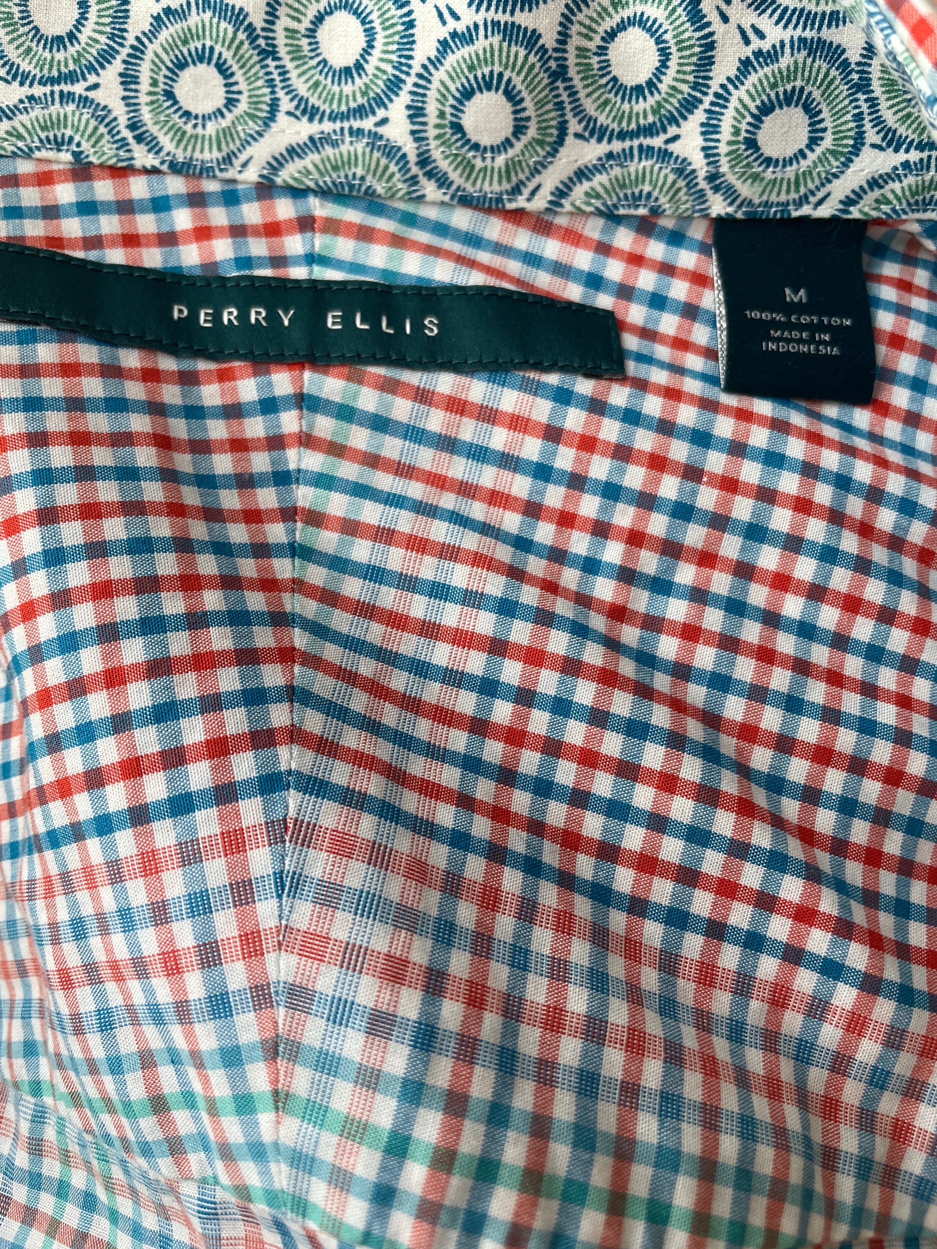Perry Ellis Red & Blue Checkered Button Down (M)