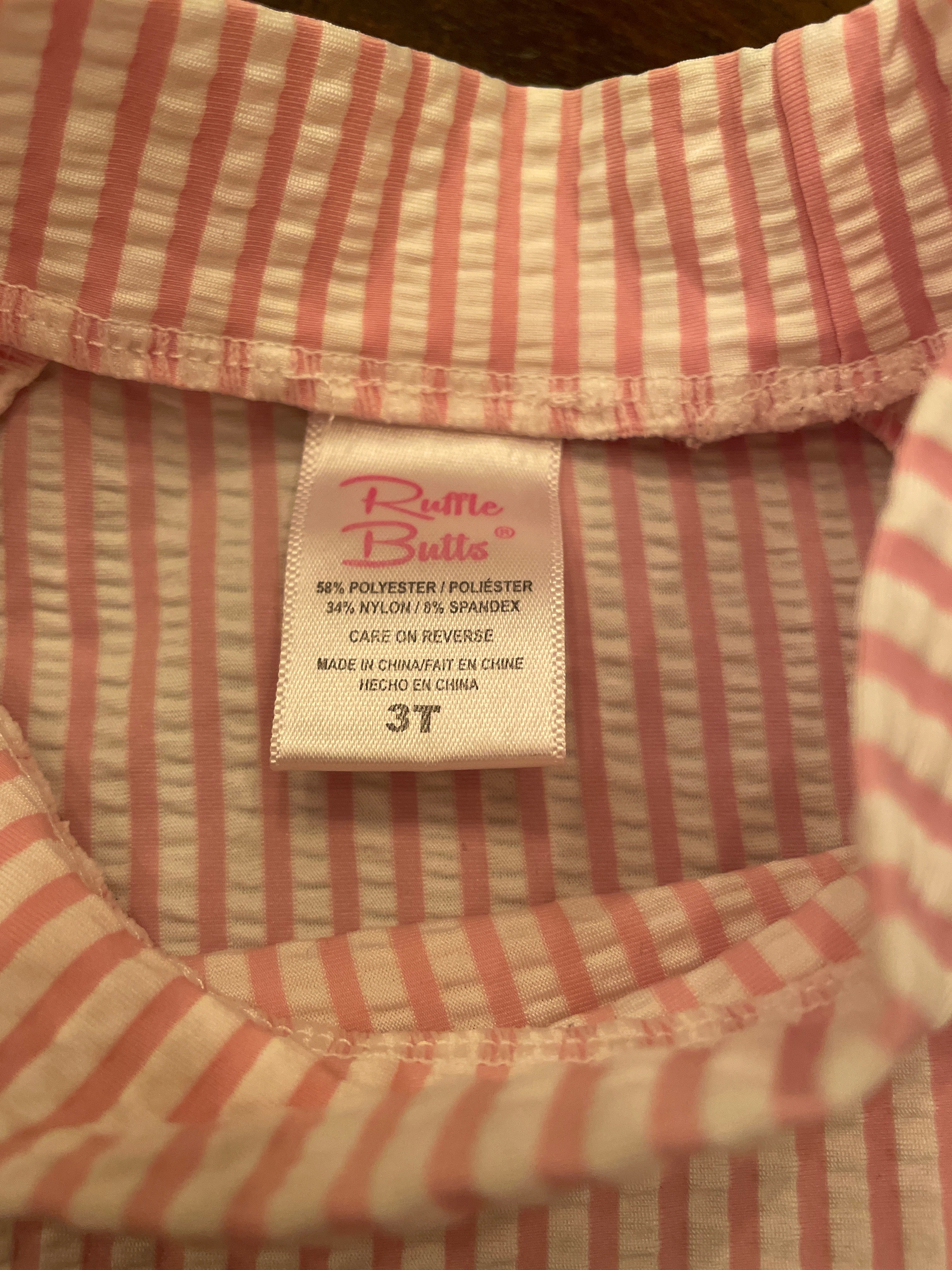 Ruffle Butts Striped Short Sleeved Swim Set (3T)