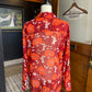 Cabi Red & Orange Floral Blouse (L)