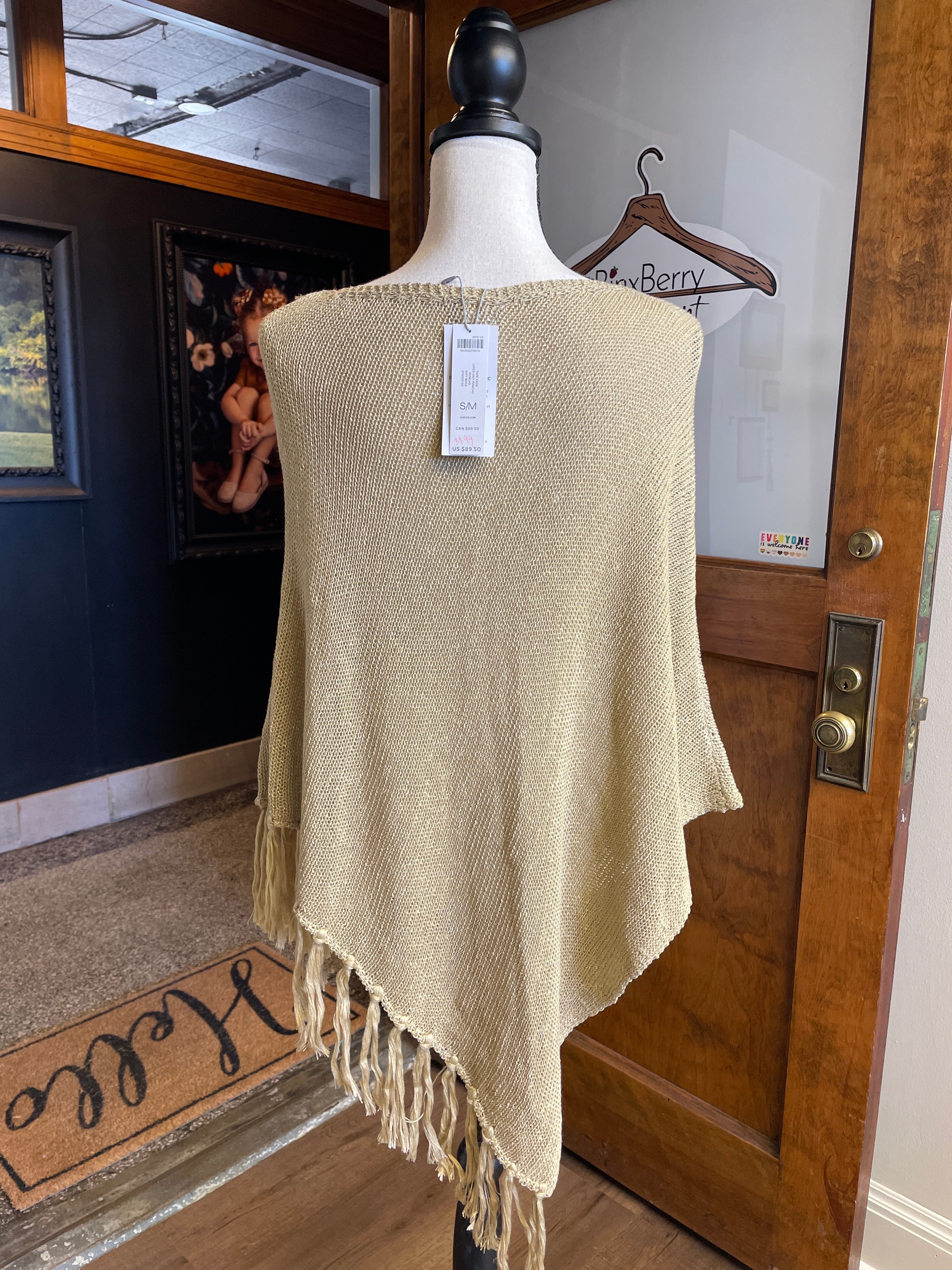 Chico's Tape Yarn Lurex Knit Poncho (S/M)