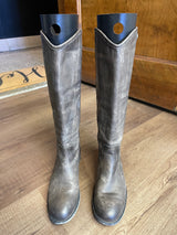 Frye Melissa Ladies Button 2 Tall Gray Leather Boots