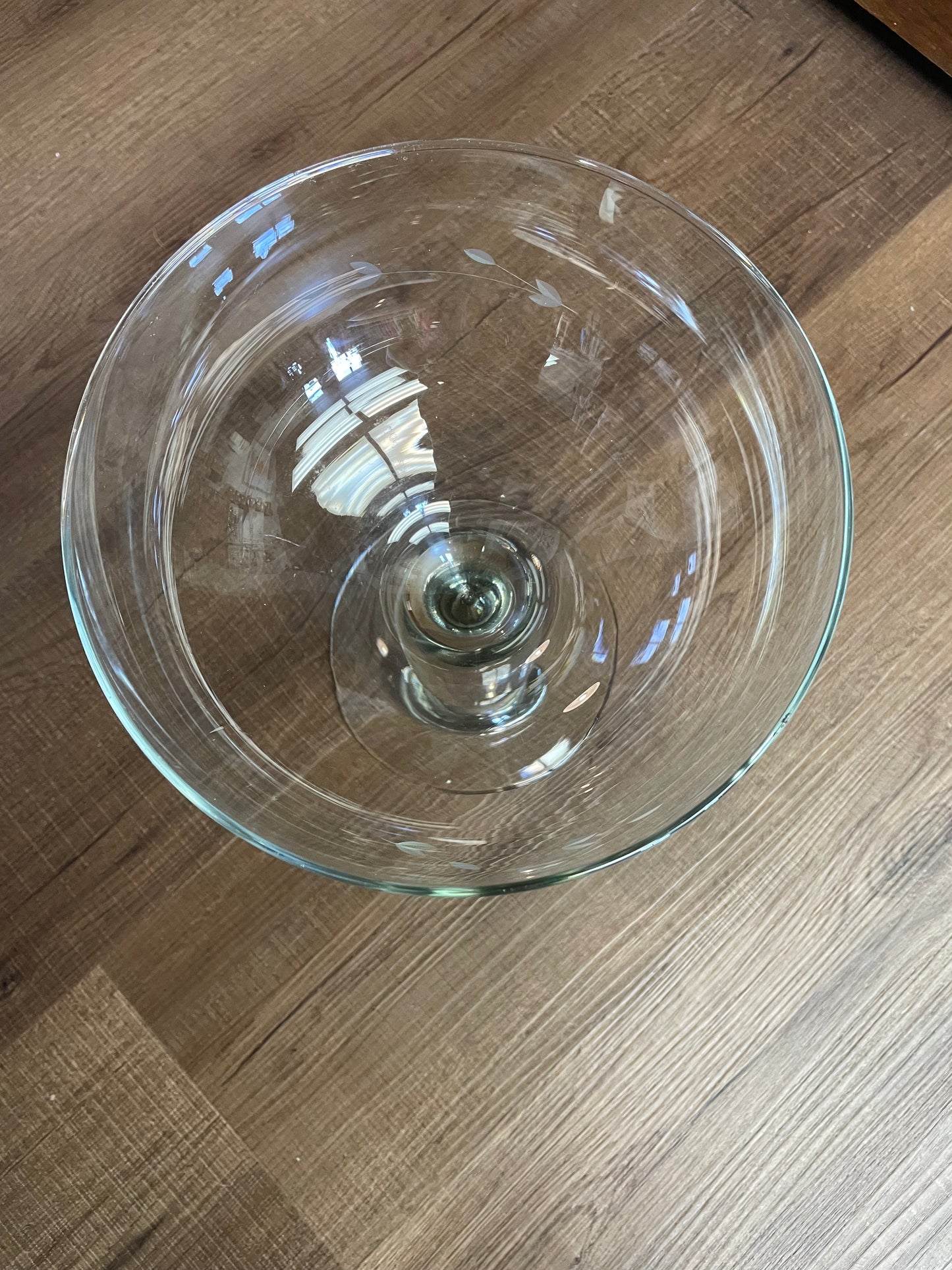Etched Glass Pedestal Bowl