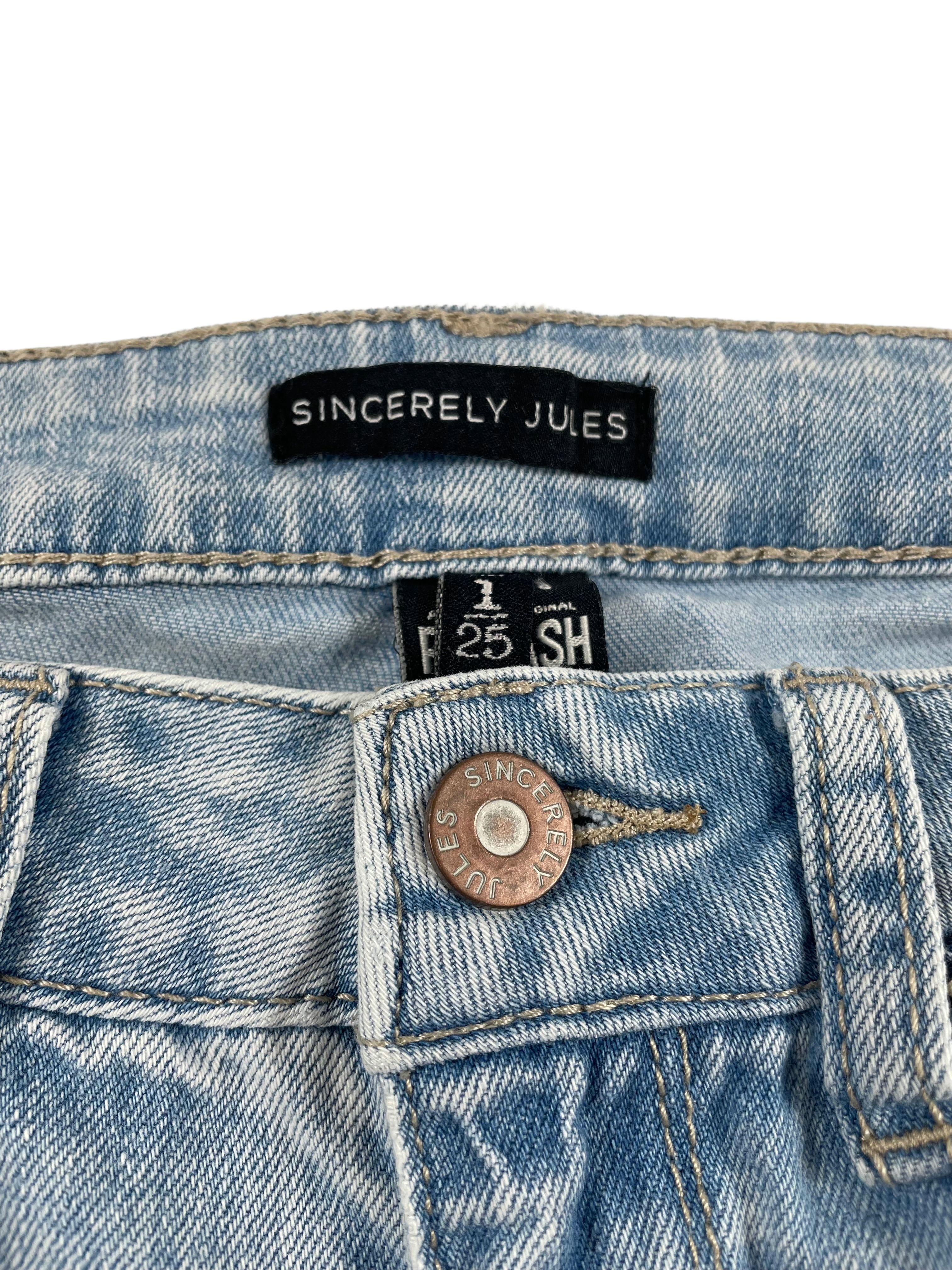 Sincerely Jules Distressed Ankle Jeans with Raw Hem (1)