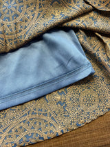 Very J Blue & Beige Pleated Skirt with Elastic Waist (S)