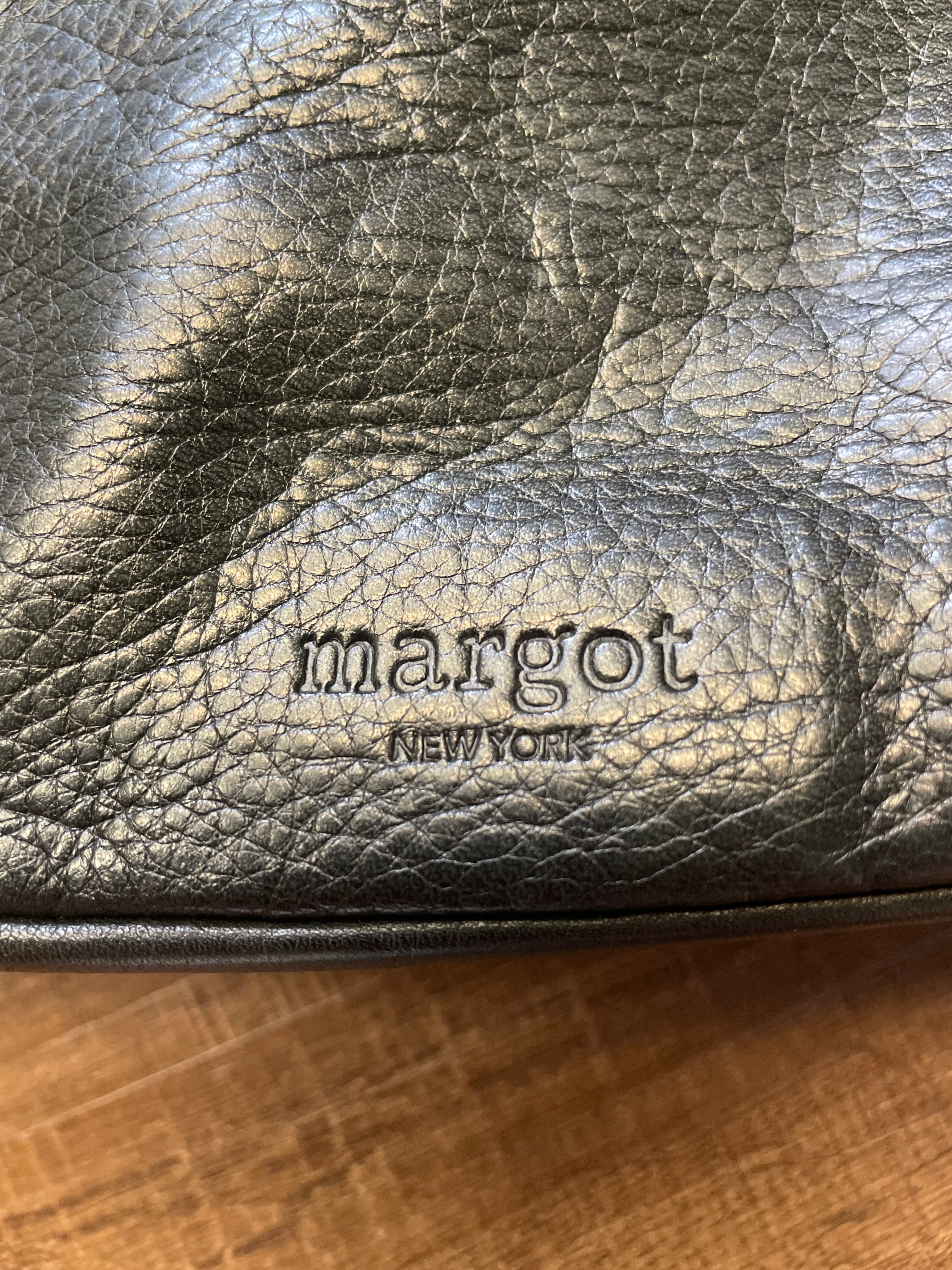 Margo Soft Black Pebbled Leather Fold Top Crossbody Bag