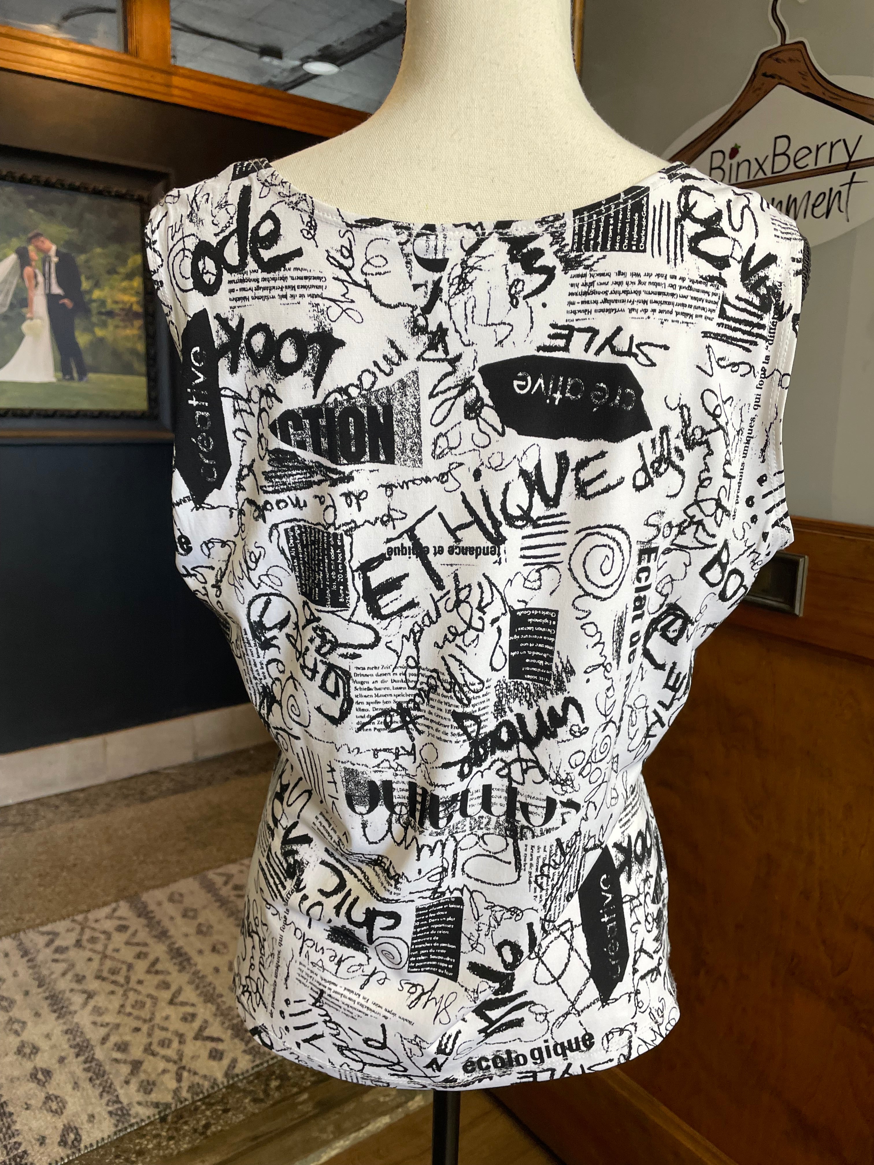 Modes Crystal Fashions Graphic Sleeveless Top (L)