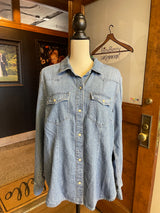 GAP Western Demin Pearl Snap Shirt (XL)