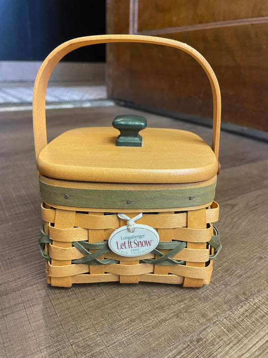 Longaberger Let it Snow 2000 Tree Trimming Basket & Tie-On