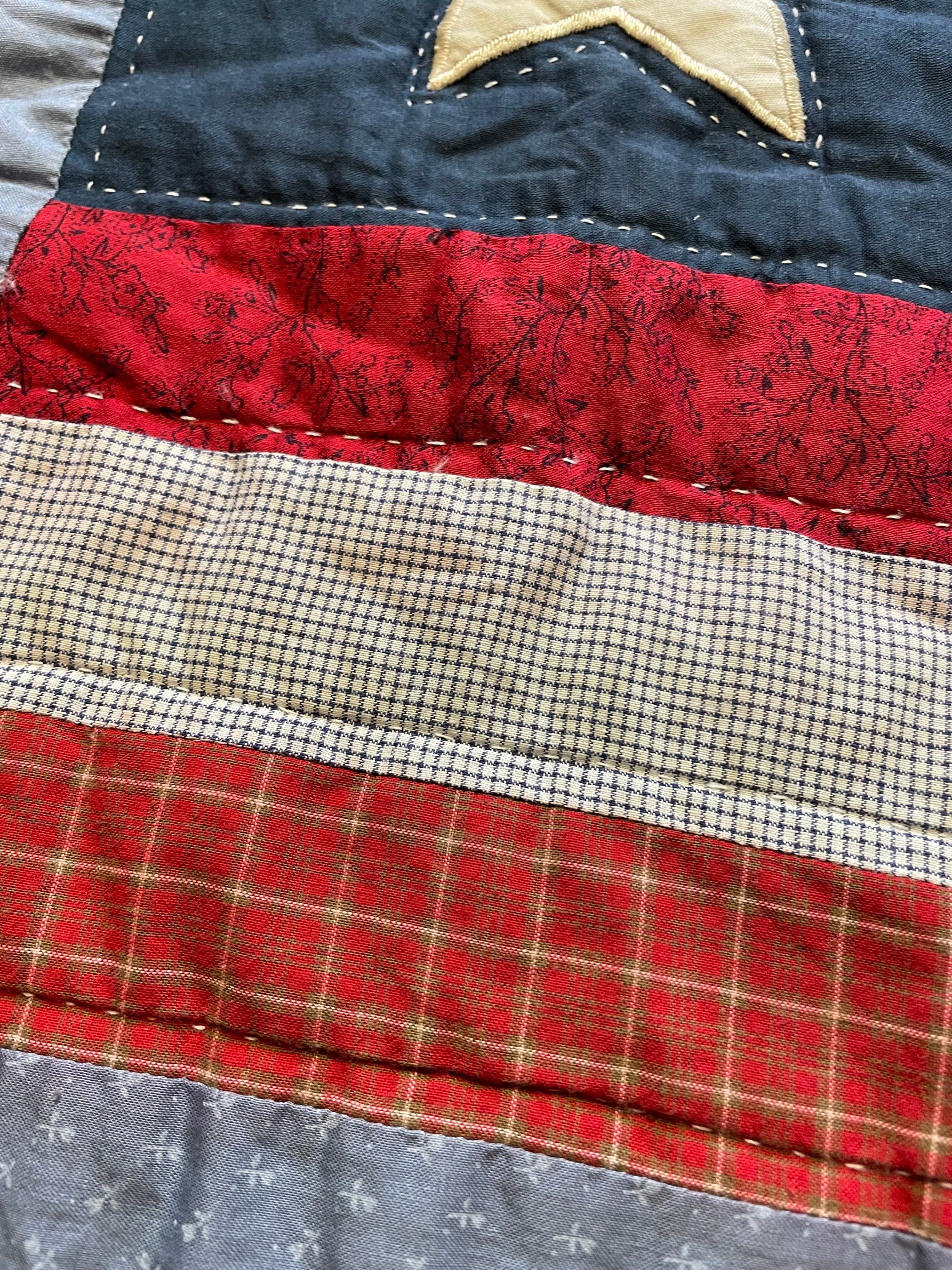 Vintage Patriotic Full/Queen Quilted 3pc Bedding Set