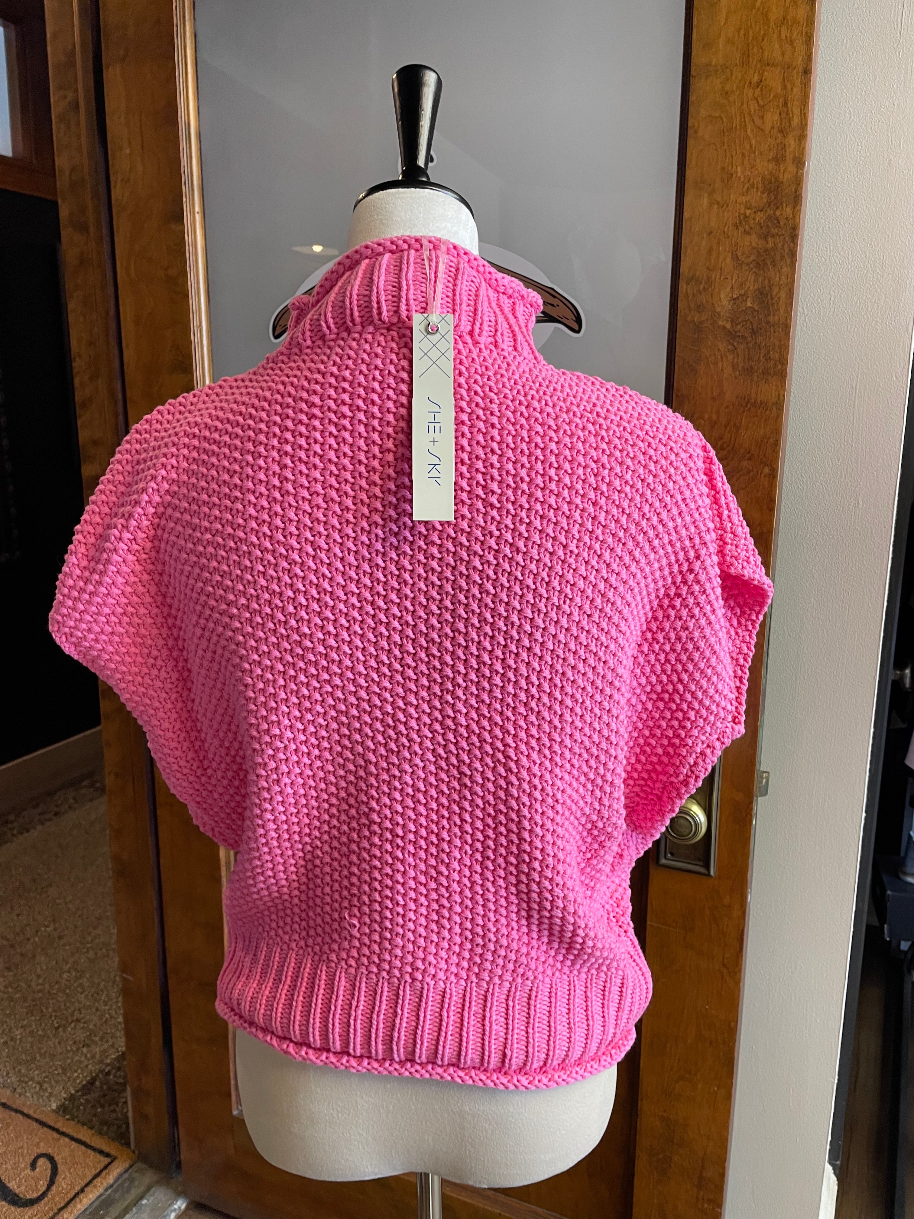 She & Sky NWT Pink Drop Shoulder Sleeveless Sweater (M)