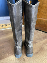 Frye Melissa Ladies Button 2 Tall Gray Leather Boots