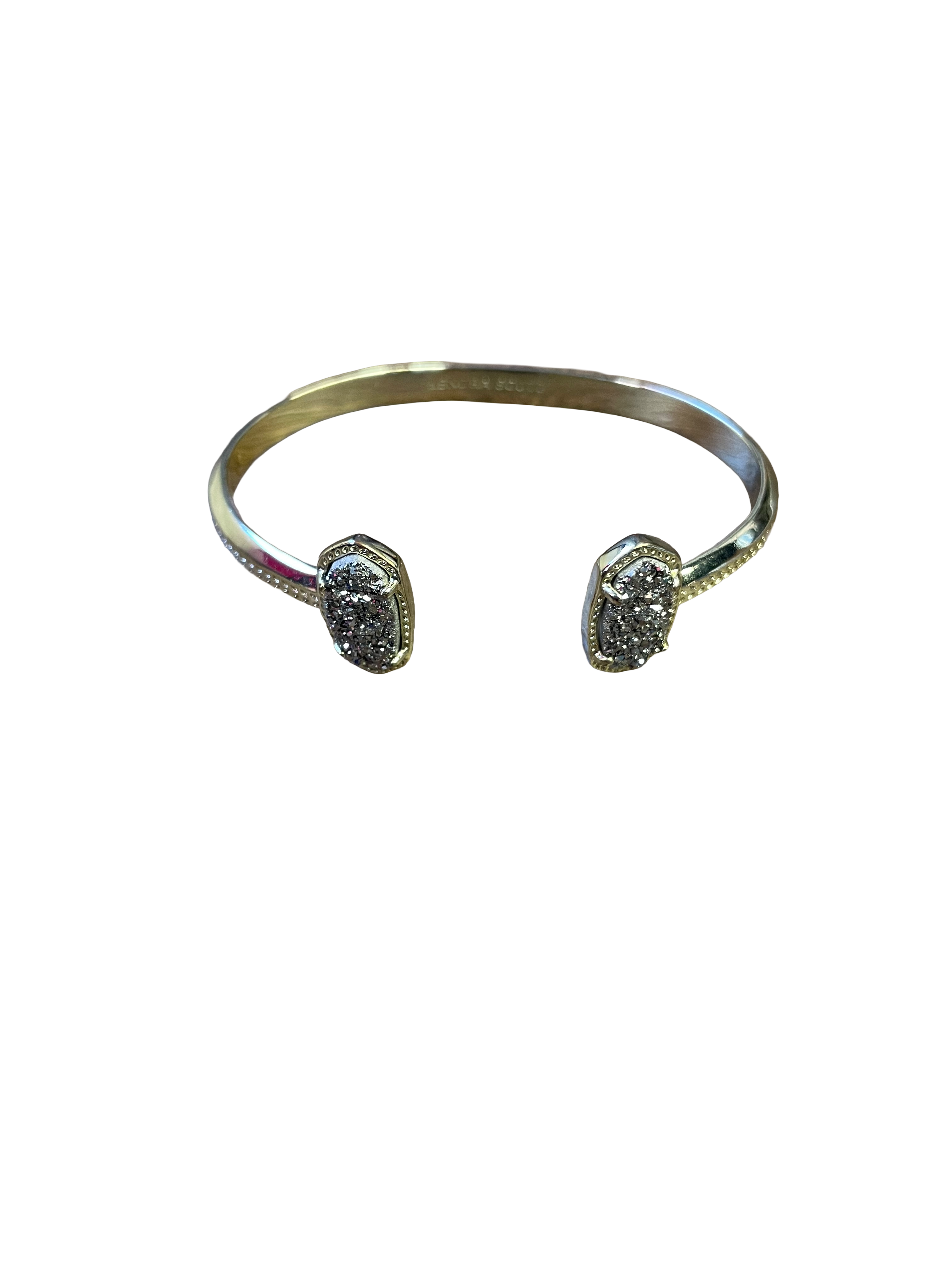 Kendra Scott Elton Silver Cuff Bracelet In Platinum Drusy Stones - BinxBerry Consignment