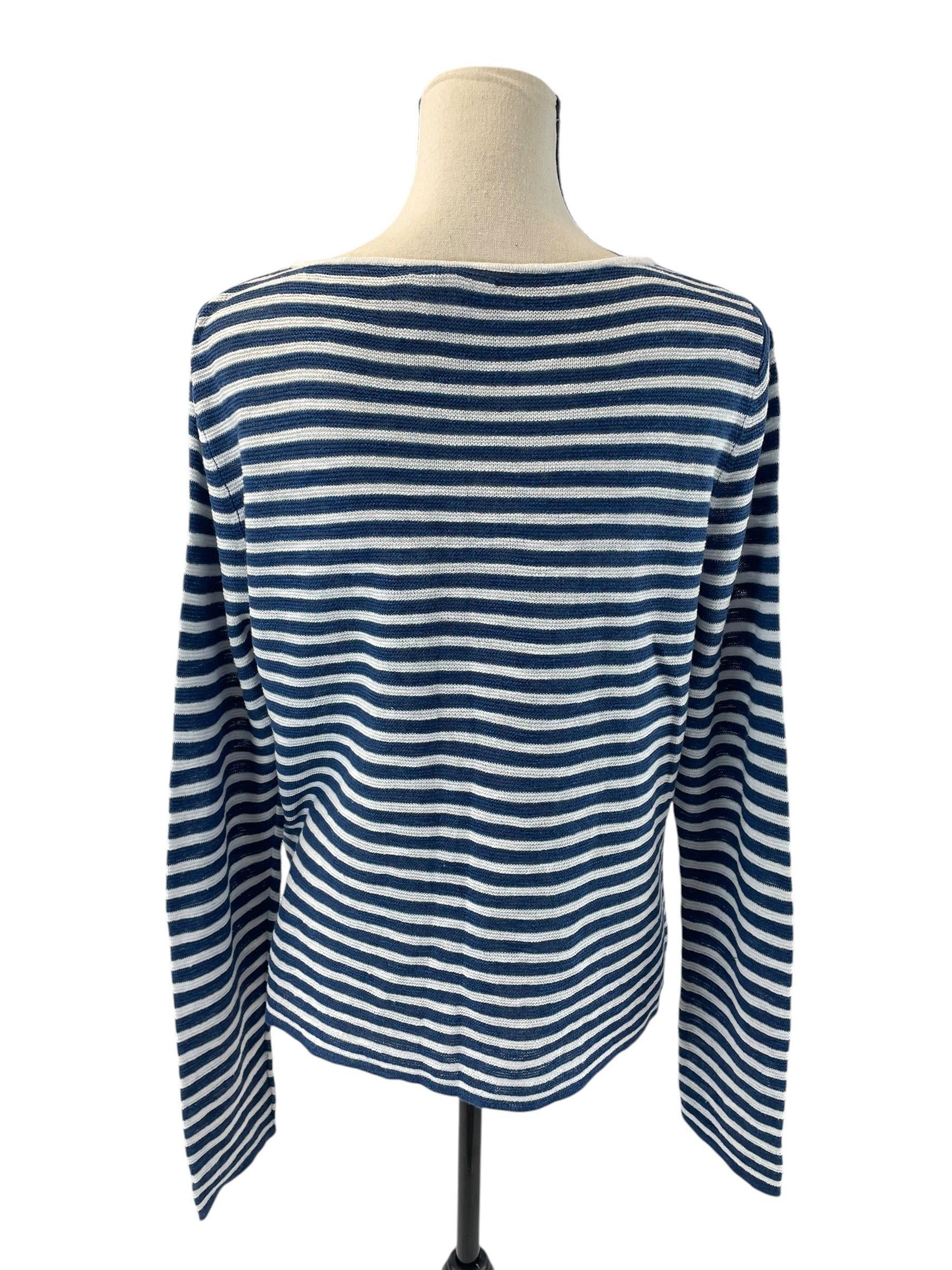 Eileen Fisher Striped Linen Blend Knit Top (M)