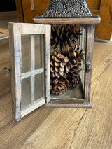Wood Lantern with Swing Door