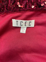 TCEC Puff Sleeve Red Sequined Bodysuit (M)