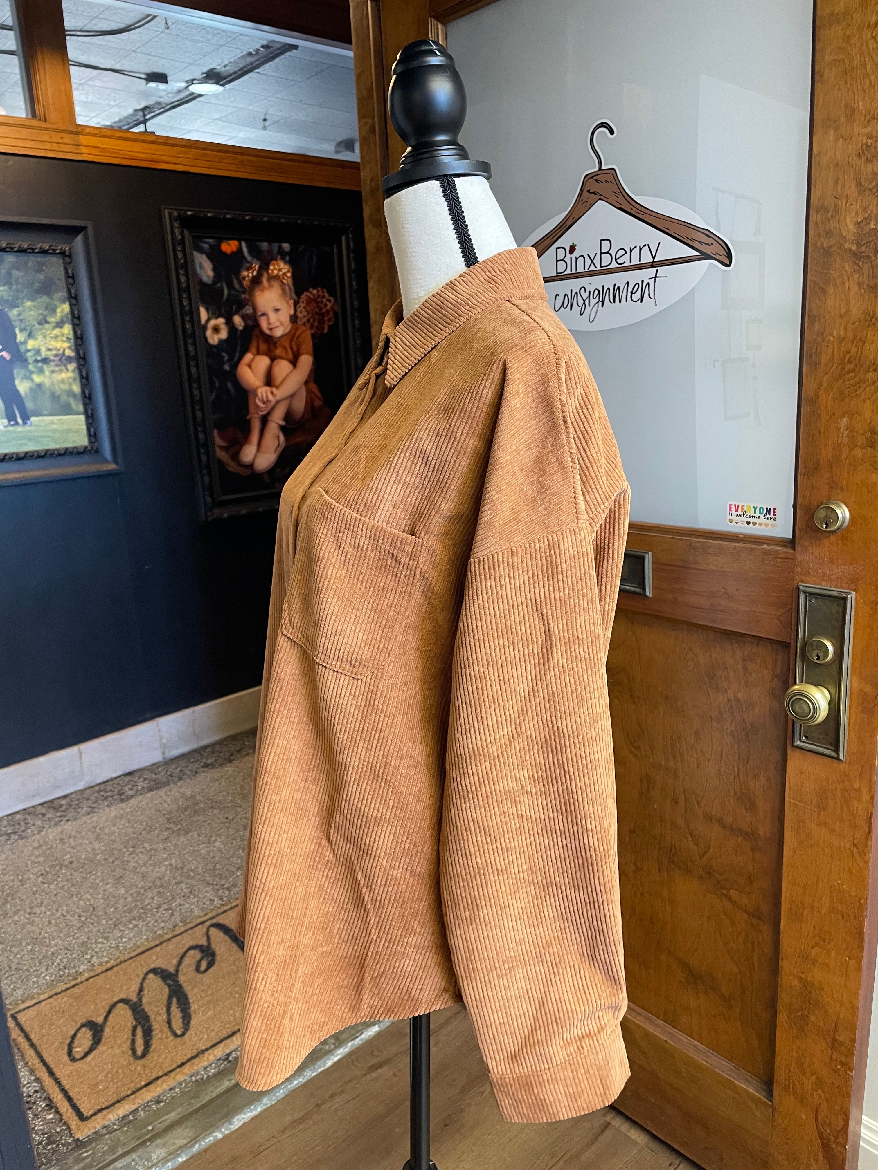 Miholl Women's Corduroy Button Down Shirt (L)