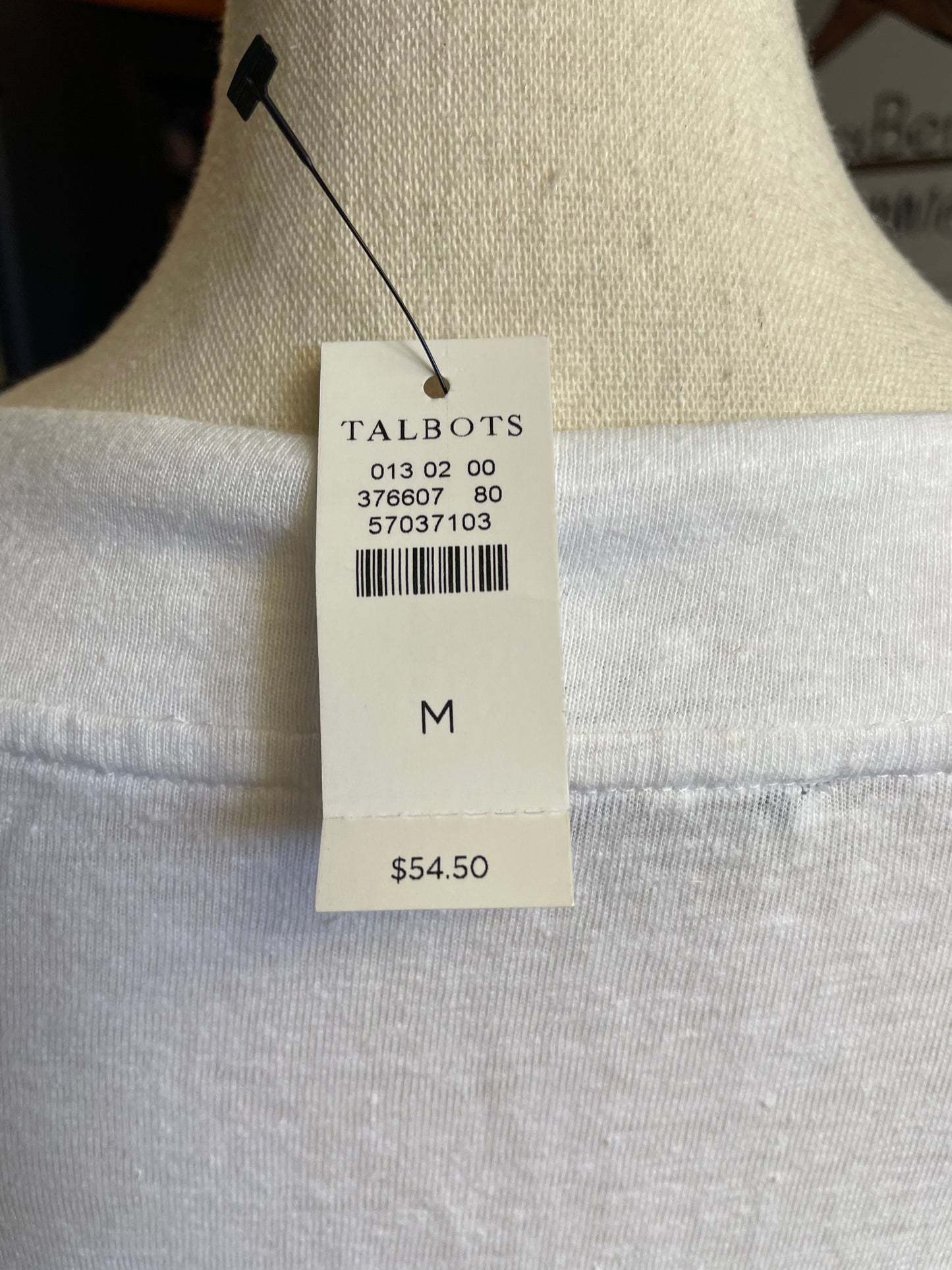 Talbots White NWT V-Neck Linen Blend Top (M)