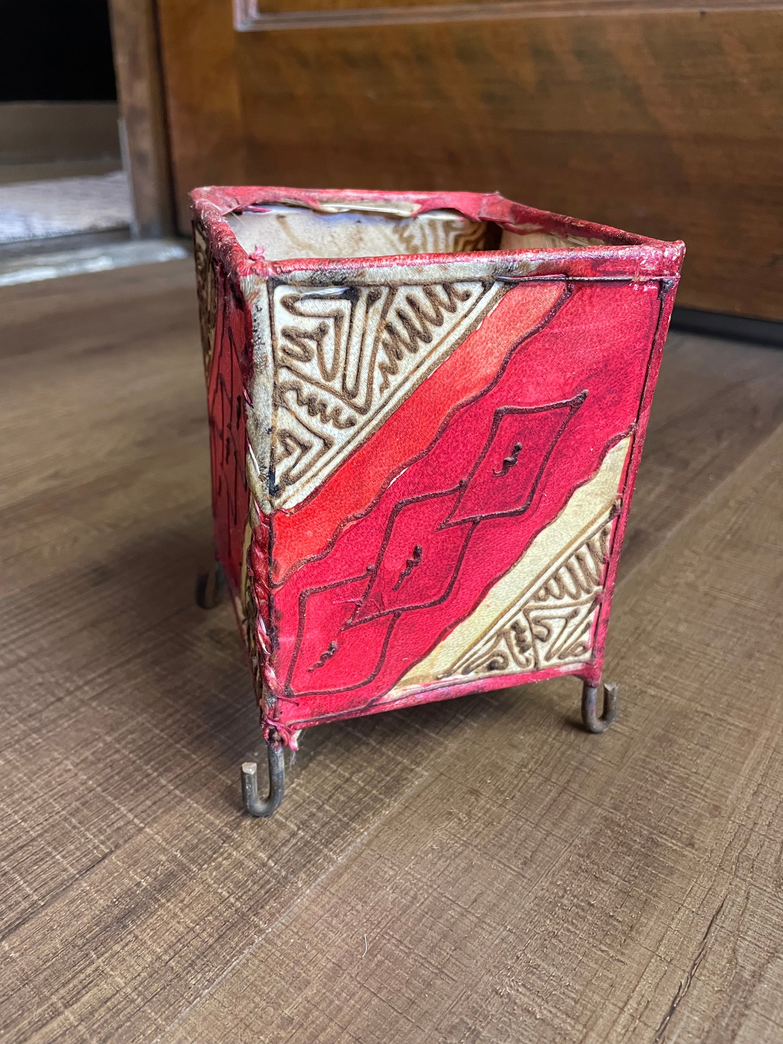 Vintage Moroccan Stretched Leather Tealight Lantern