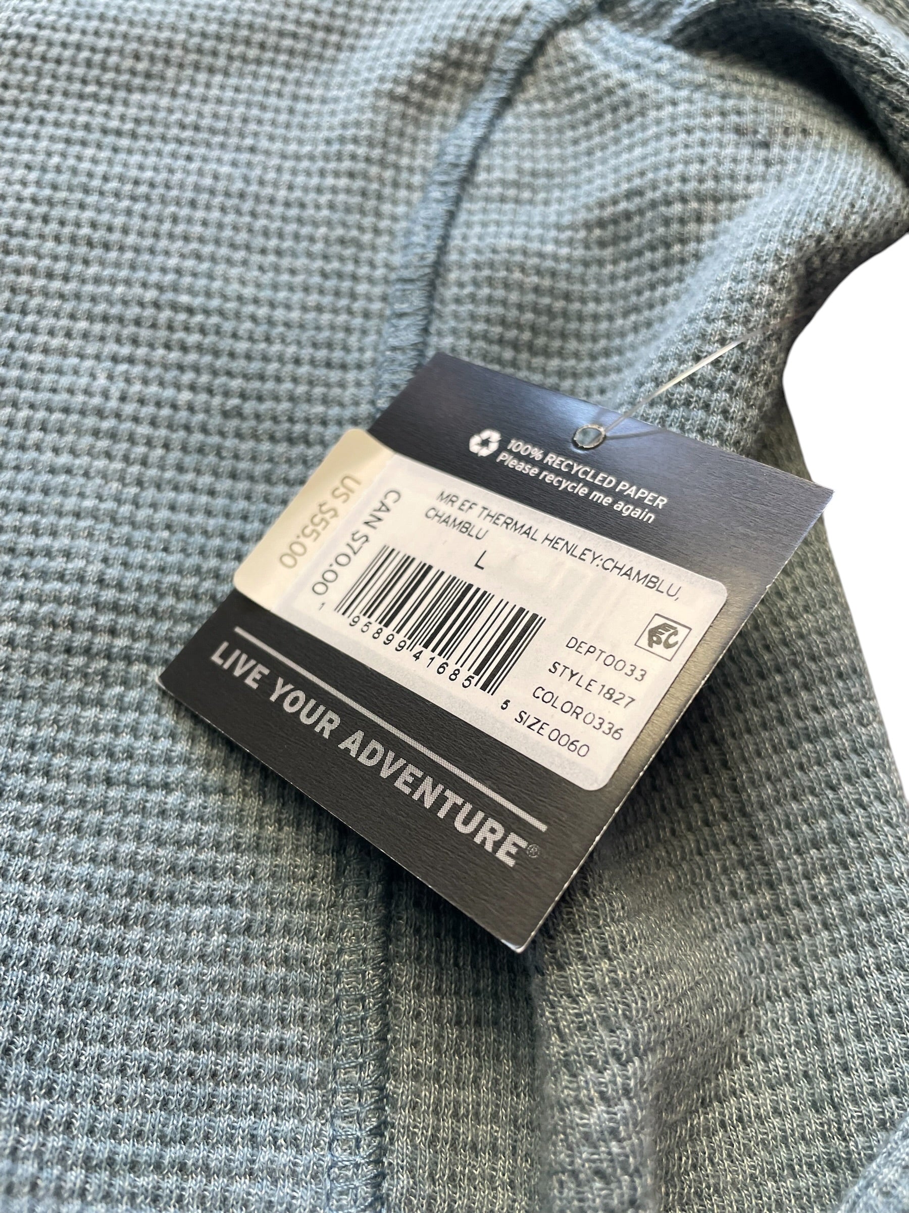 Eddie Bauer Men's NWT Thermal Henley (M)