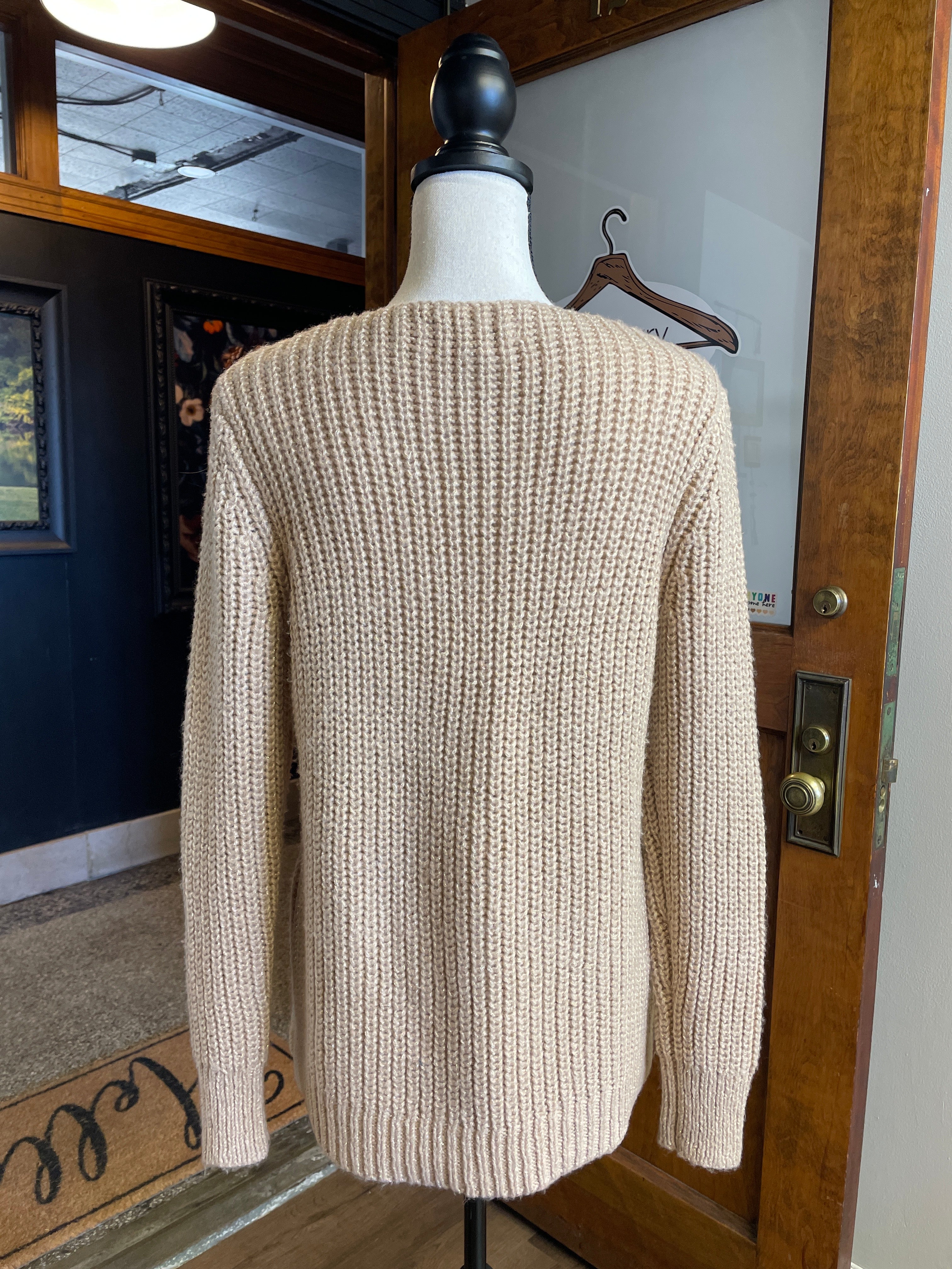 Loft Gold Metallic Thread Knit Sweater (M)