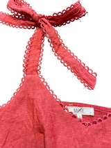 Mine Coral Tie Strap Elastic Panel Back Midi Dress (S) - BinxBerry Consignment