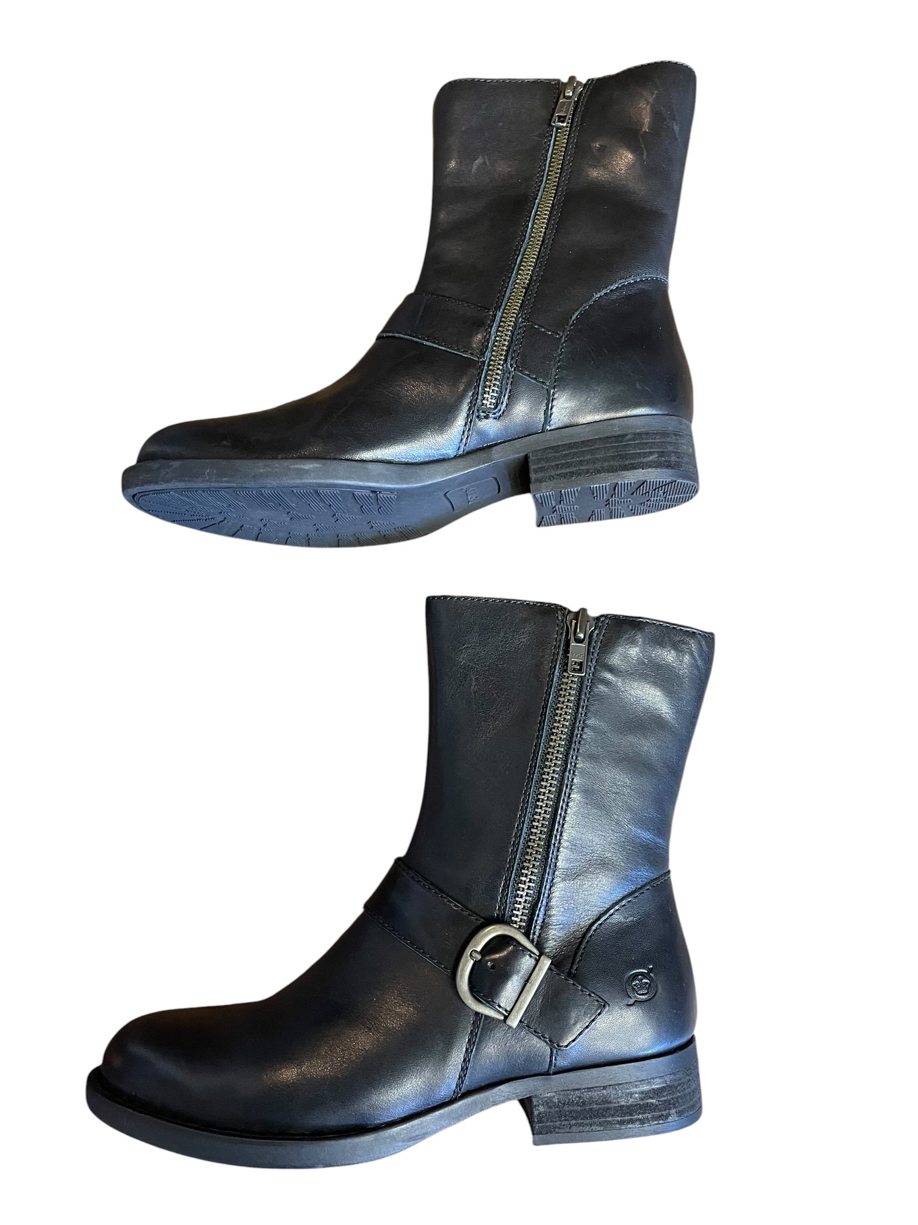 Born Women's Mid-Calf Leather Motorcycle Boot F51103 (6.5)