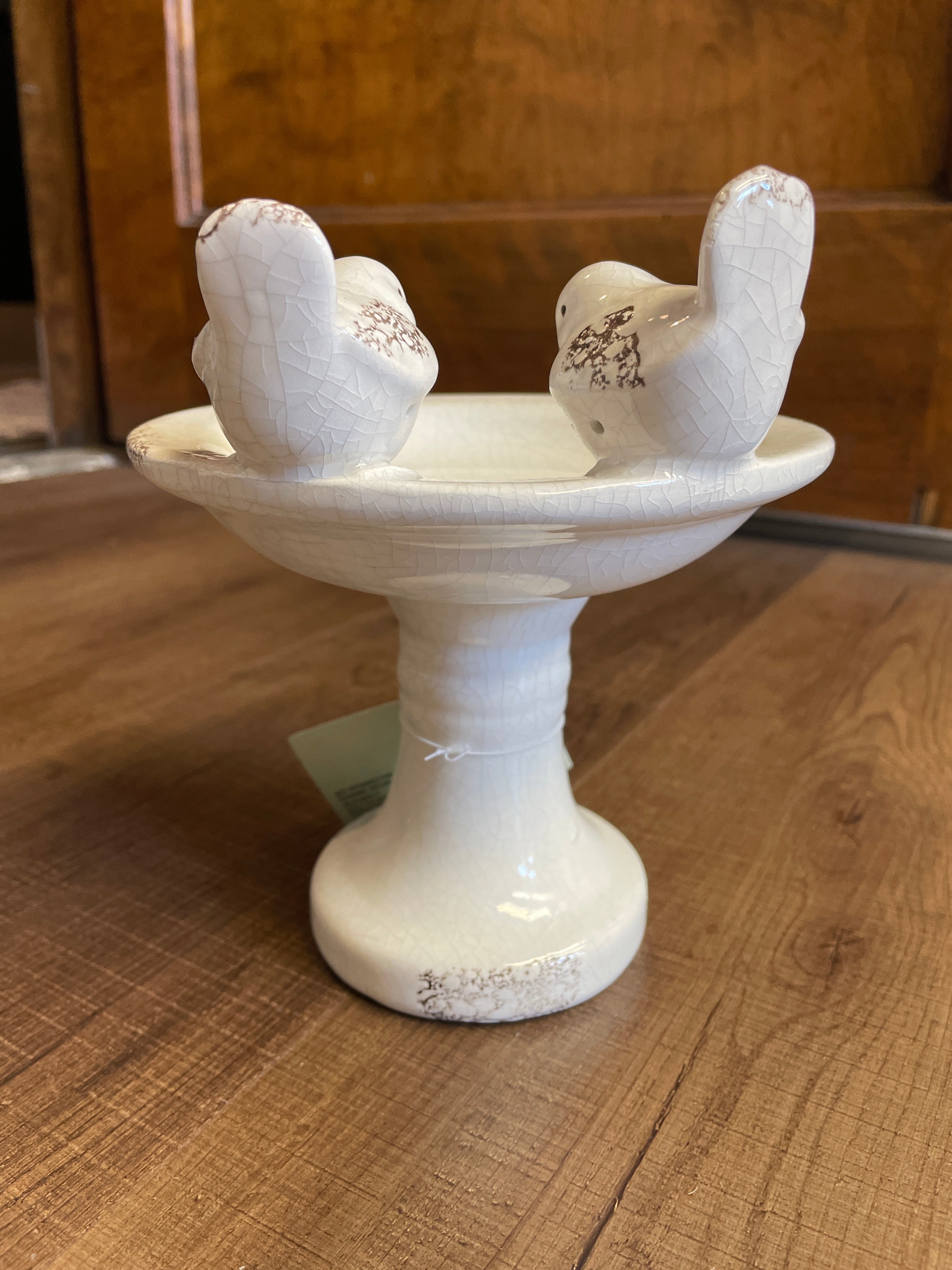 Ceramic Bird Bath Pedestal Dish