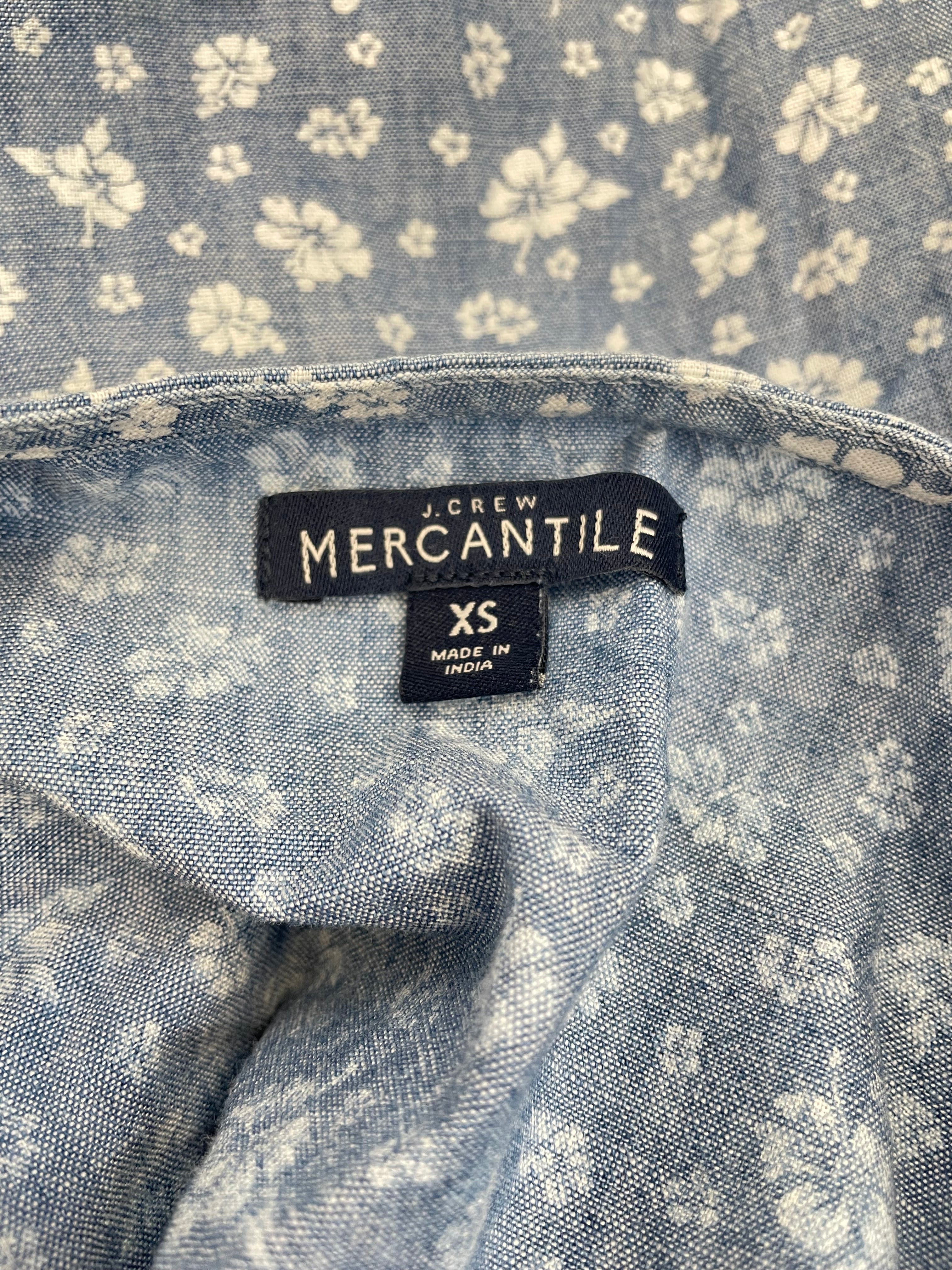 J. Crew Mercantile Denim Faux Wrap Floral Dress (XS) - BinxBerry Consignment